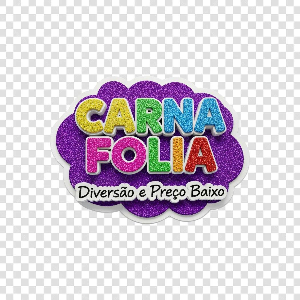 Elemento 3D Carna Folia Carnaval Fevereiro PNG Fundo Transparente