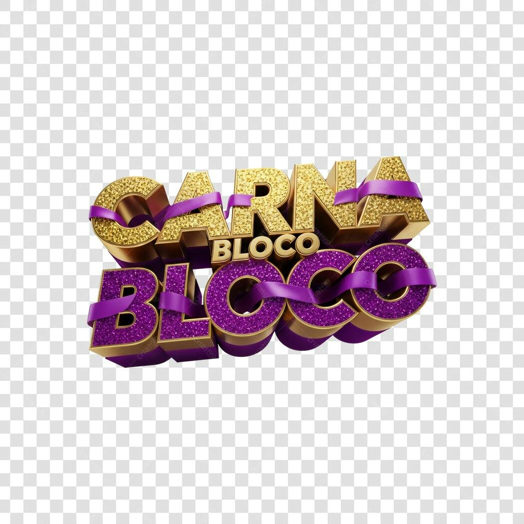 Elemento 3D Carnabloco Carnaval Fevereiro PNG Fundo Transparente