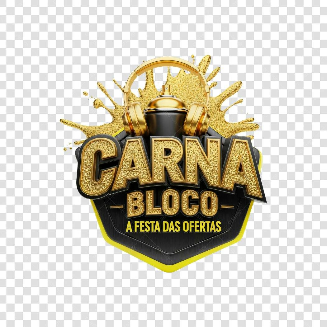 Elemento 3D Carnabloco Ofertas Fevereiro PNG Fundo Transparente