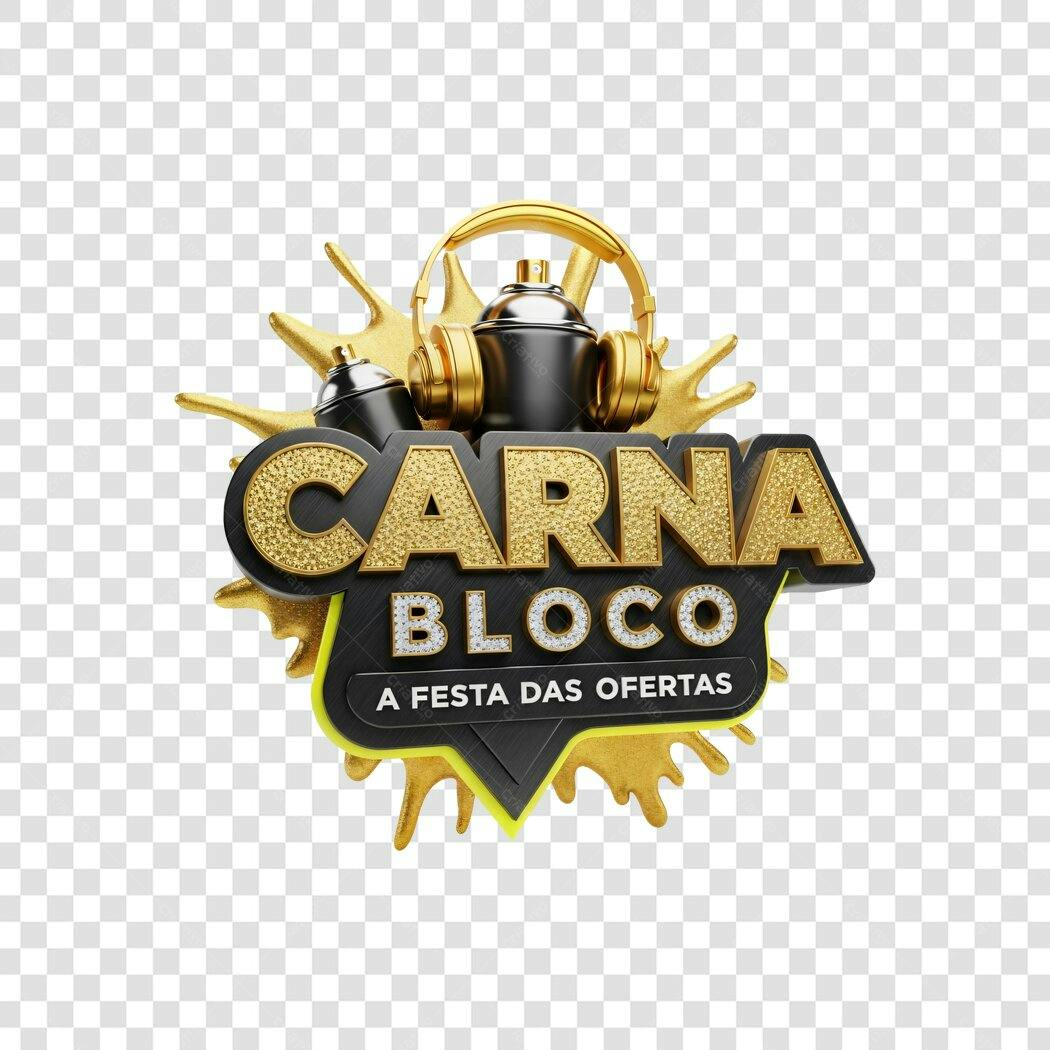 Elemento 3D Carnabloco Carnaval Fevereiro PNG Fundo Transparente