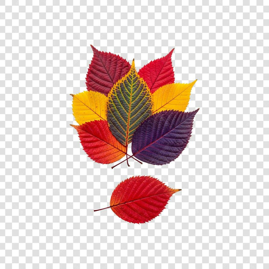 Foto Recortada Folhas Outono Coloridas PNG Fundo Transparente