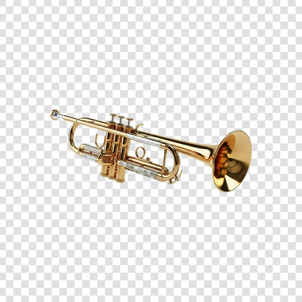 Foto Recortada Trompete Dourado Instrumento Musical PNG Fundo Transparente