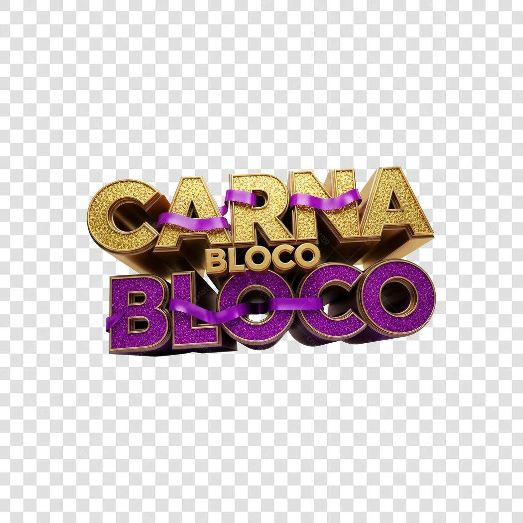 Elemento 3D Carnabloco Carnaval Fevereiro PNG Fundo Transparente