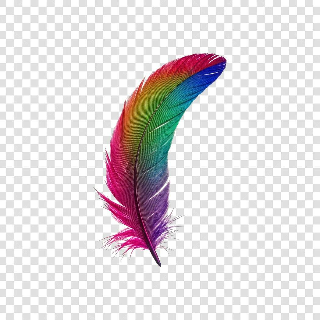 Foto Recortada Pena Colorida Arco-Íris PNG Fundo Transparente
