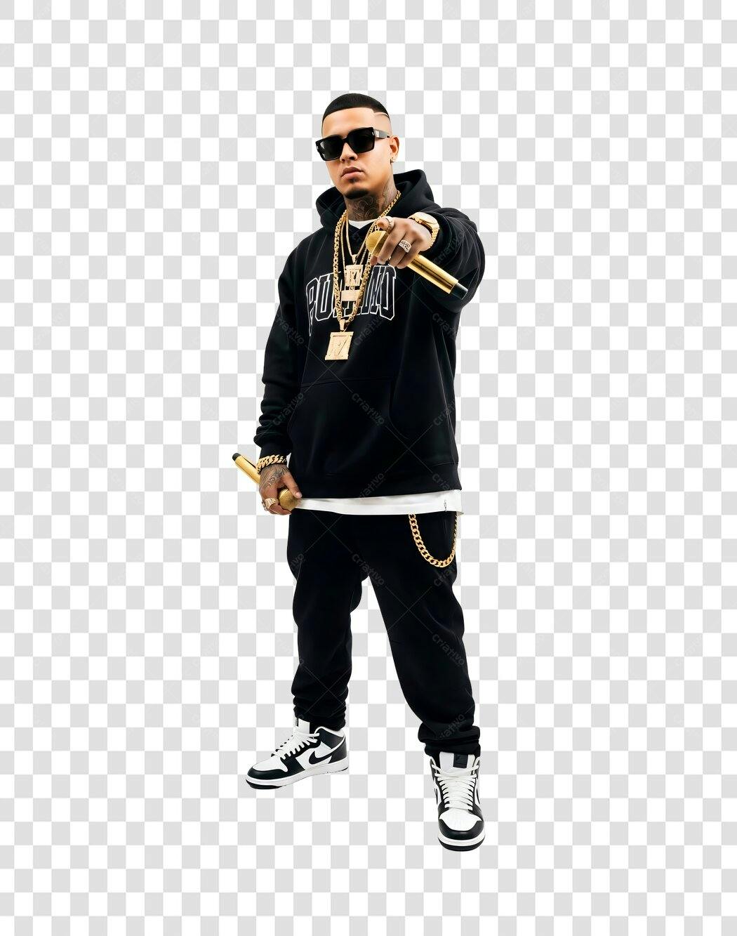 Foto Recortada Homem Estilo Urbano Correntes Douradas PNG Fundo Transparente