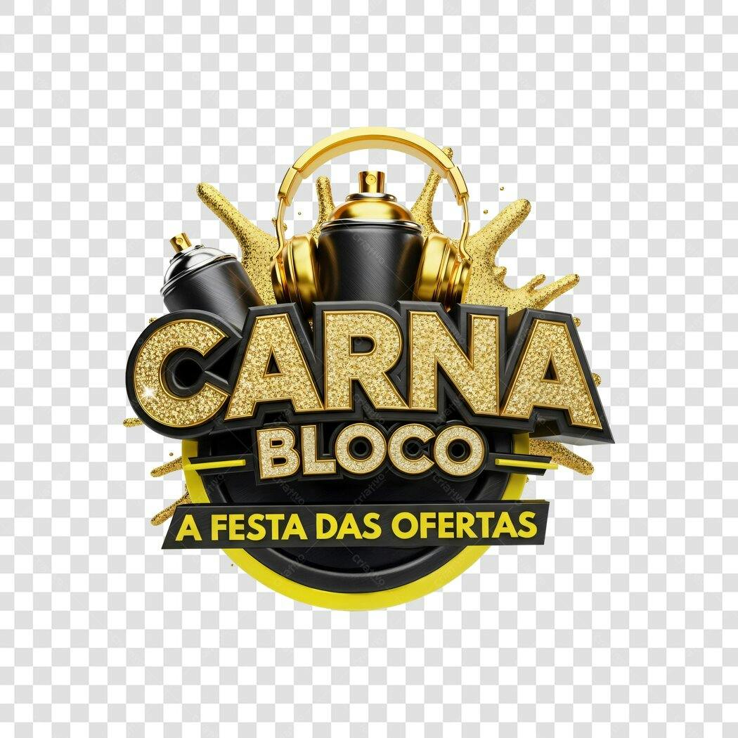Elemento 3D Carana Bloco Carnaval Fevereiro PNG Fundo Transparente