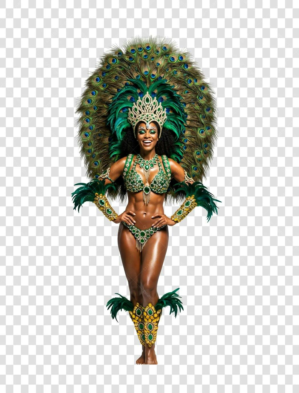 Foto Recortada Mulher Passista Fantasia Carnaval PNG Fundo Transparente
