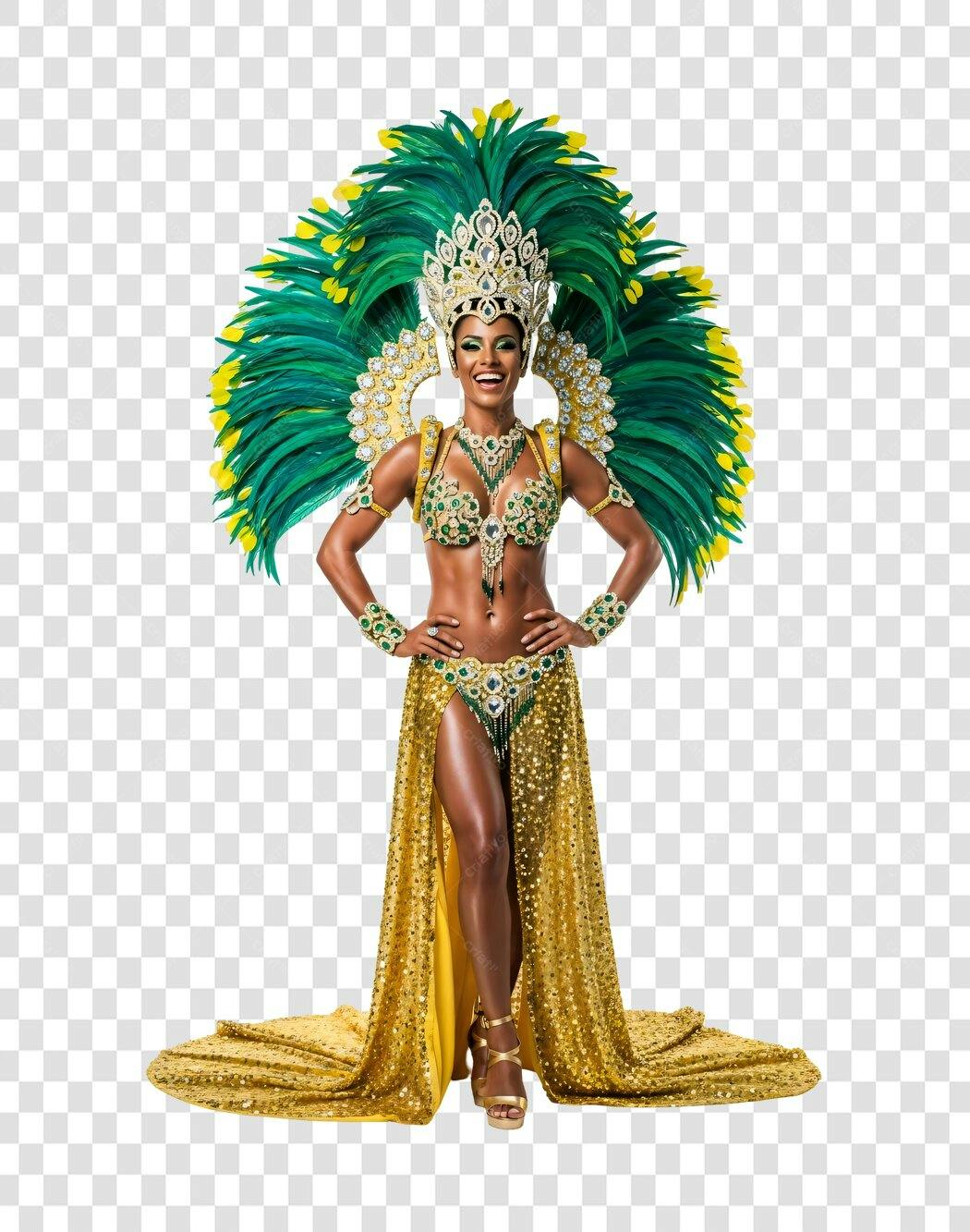 Foto Recortada Mulher Passista Carnaval Fevereiro PNG Fundo Transparente