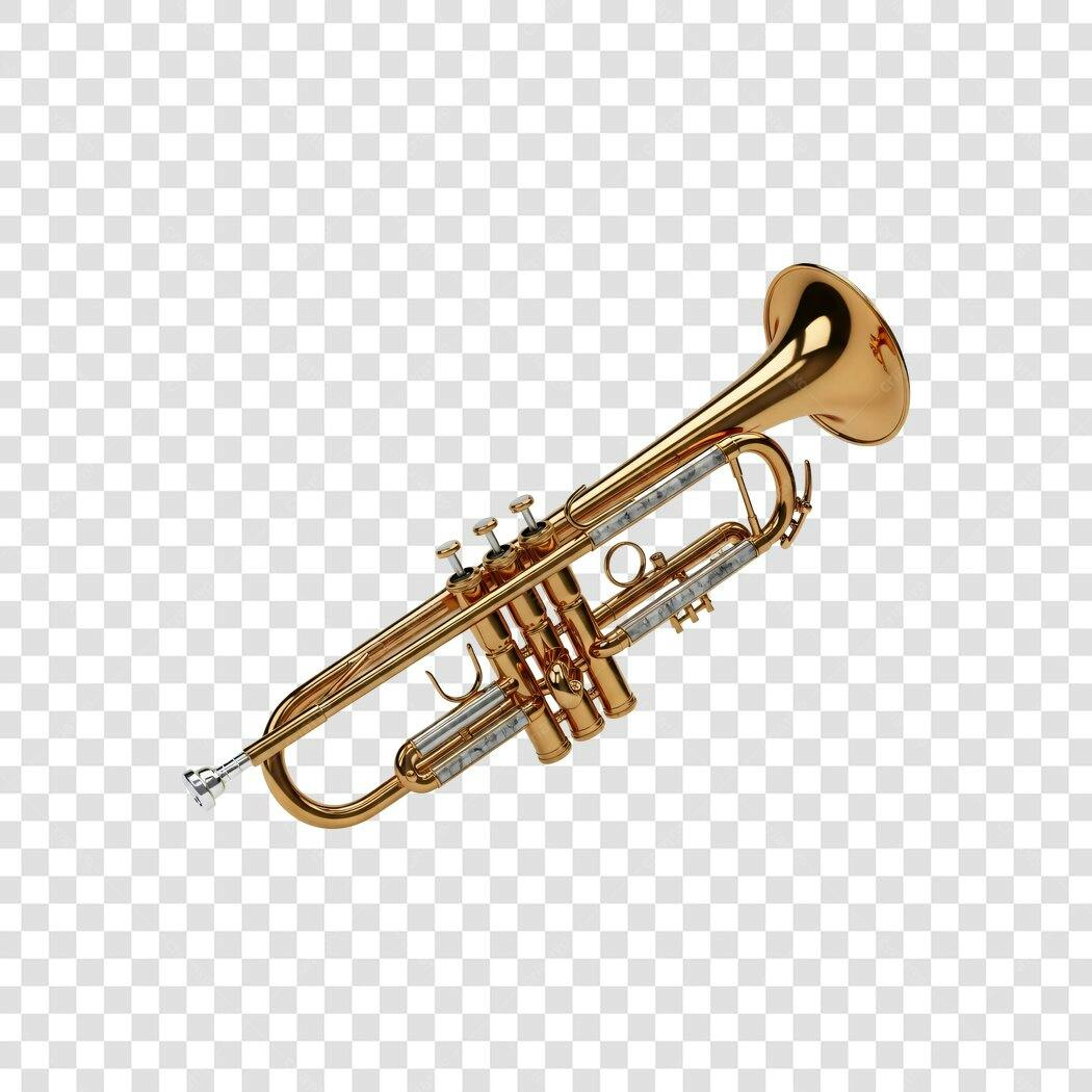 Foto Recortada Trompete Dourado Instrumento Musical PNG Fundo Transparente