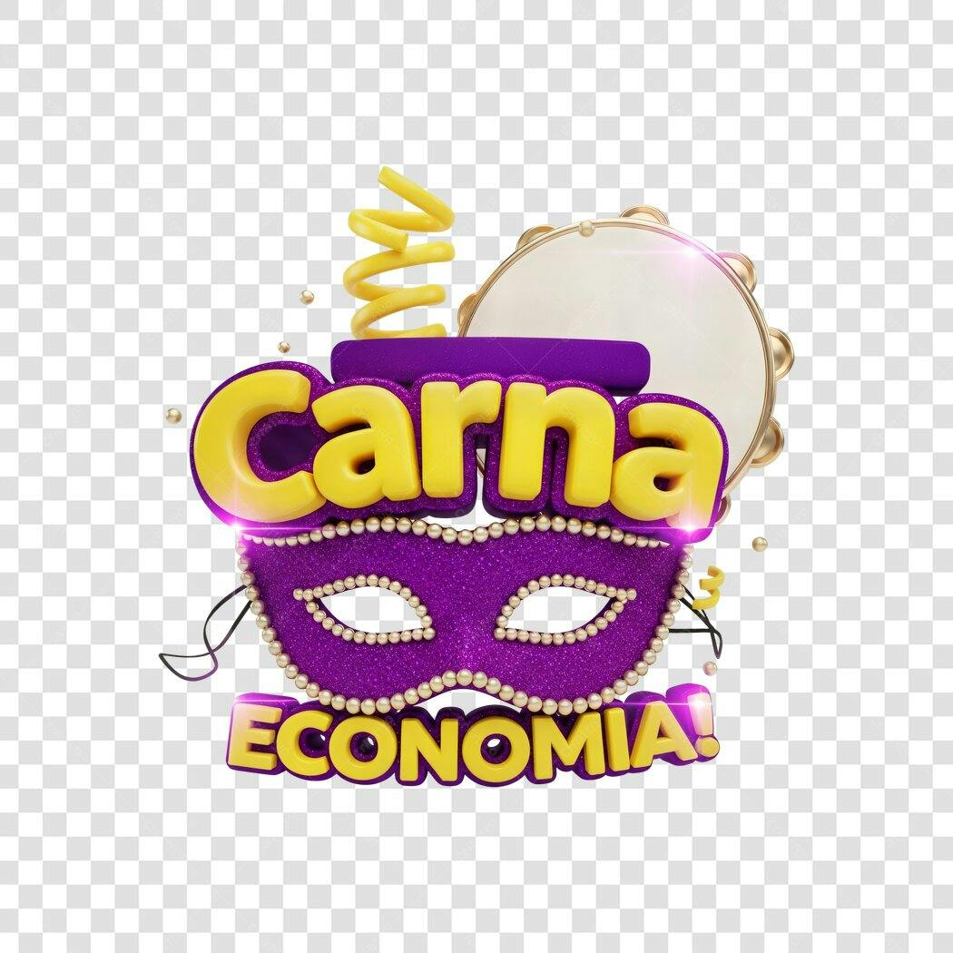 Elemento 3D Carnaval Economia Fevereiro PNG Fundo Transparente