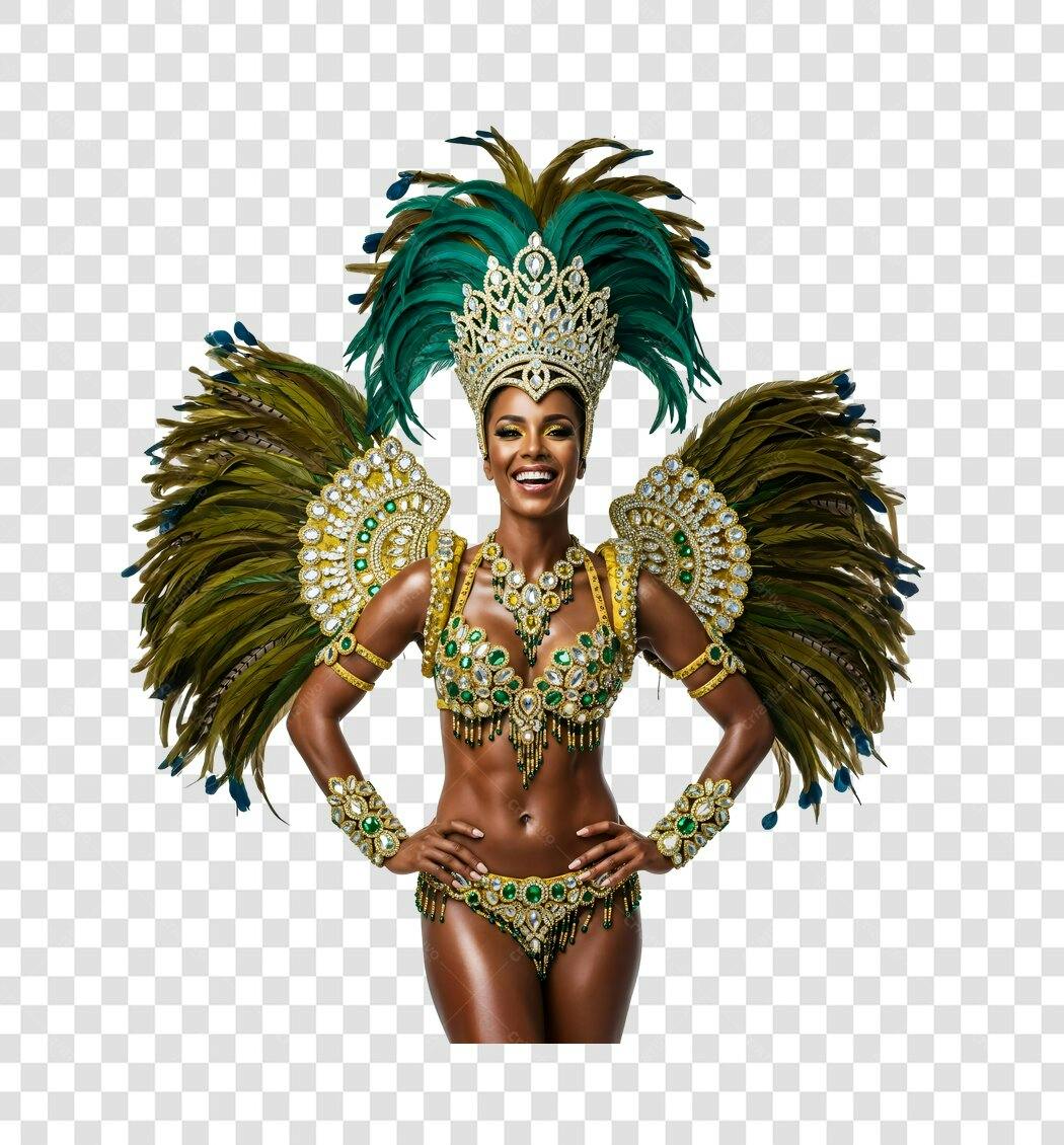 Foto Recortada Mulher Passista Carnaval Fevereiro PNG Fundo Transparente