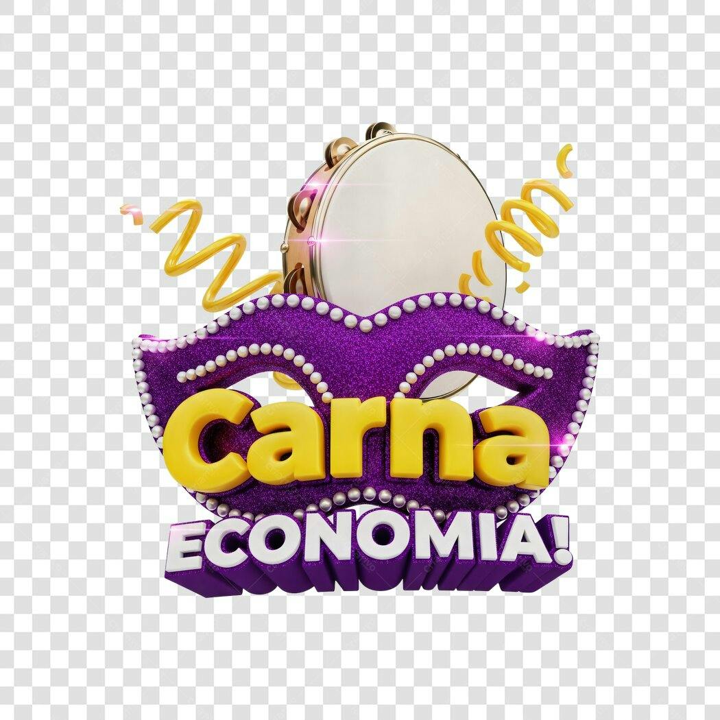 Elemento 3D Carna Economia Carnaval Fevereiro PNG Fundo Transparente