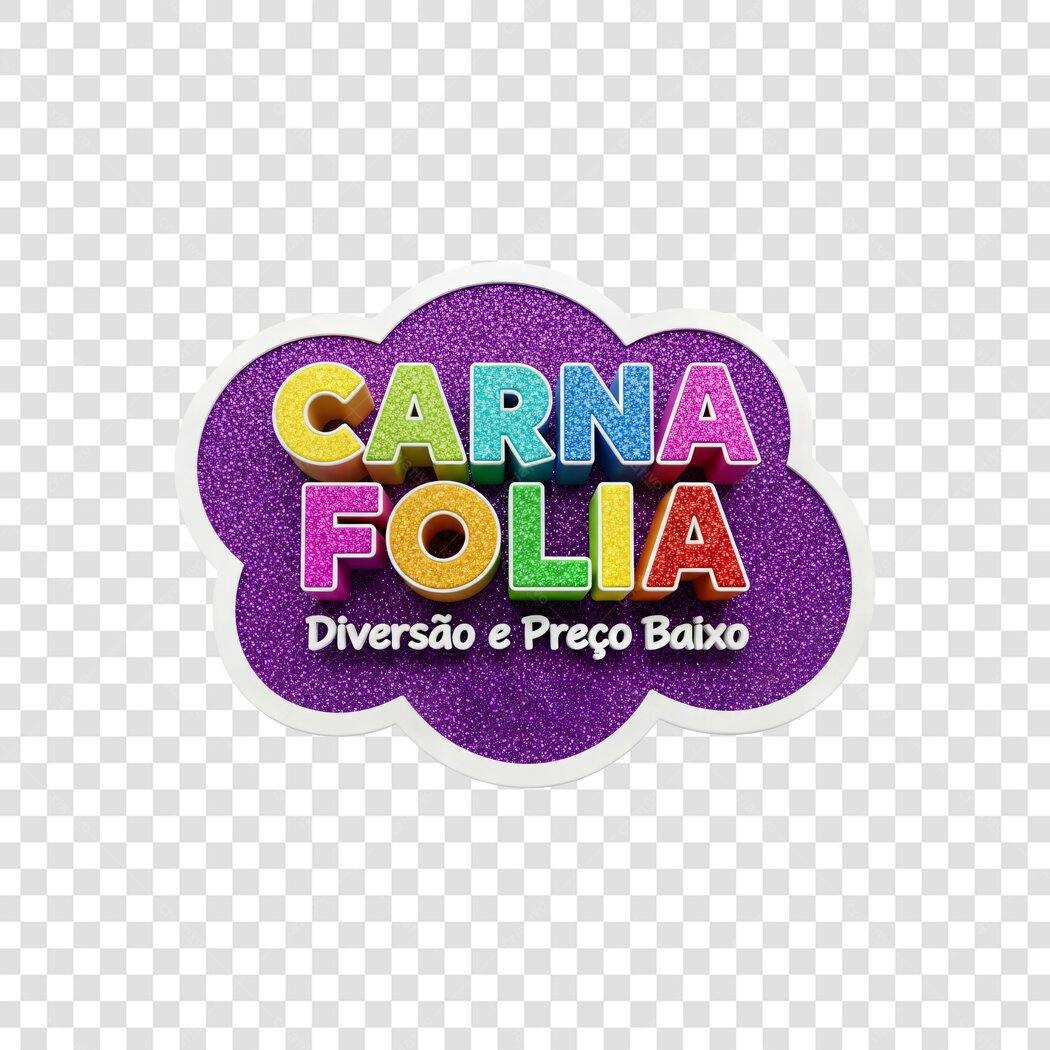 Elemento 3D Carnafolia Carnaval Fevereiro PNG Fundo Transparente