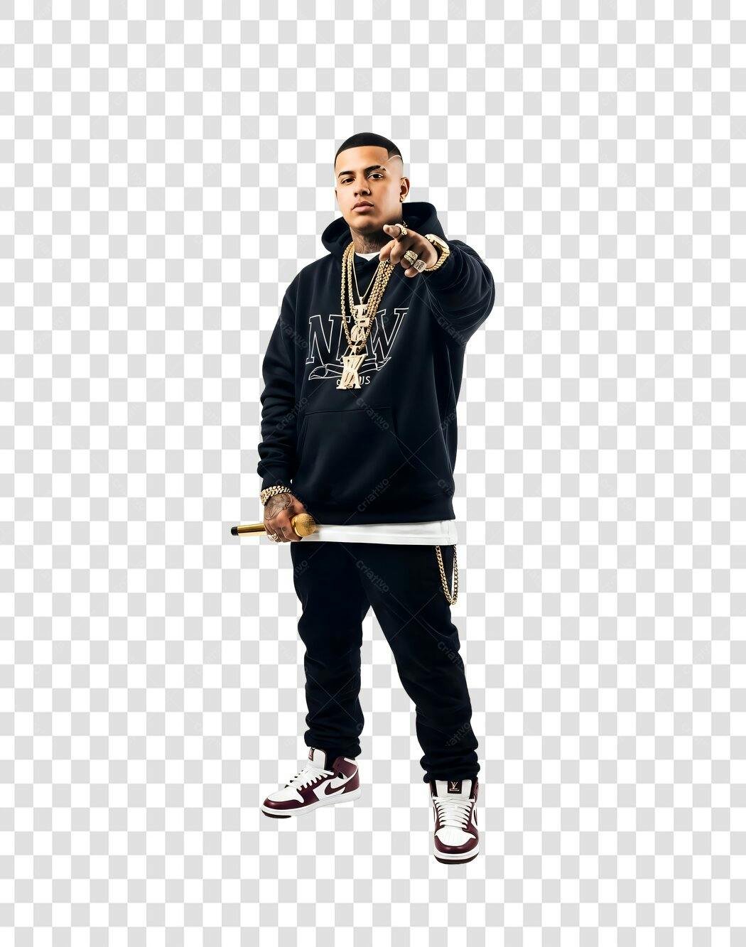 Foto Recortada Homem Rapper Estilo Urbano PNG Fundo Transparente