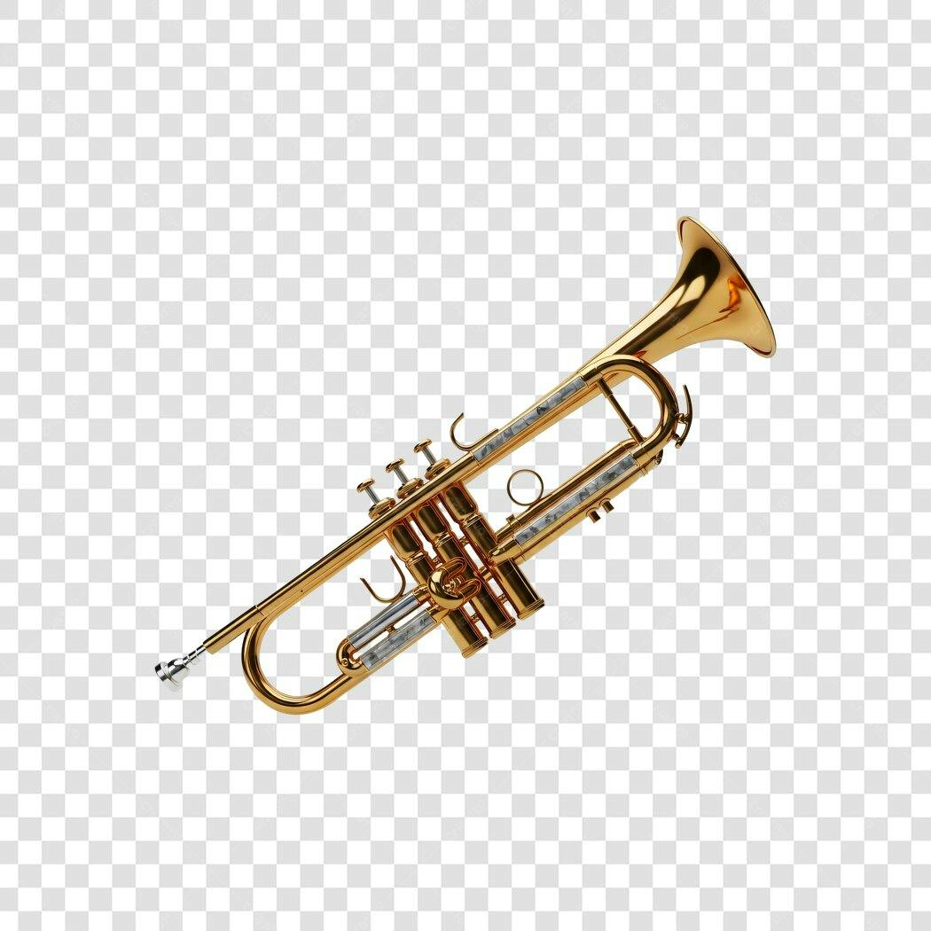 Foto Recortada Trompete Dourado Instrumento Musical PNG Fundo Transparente