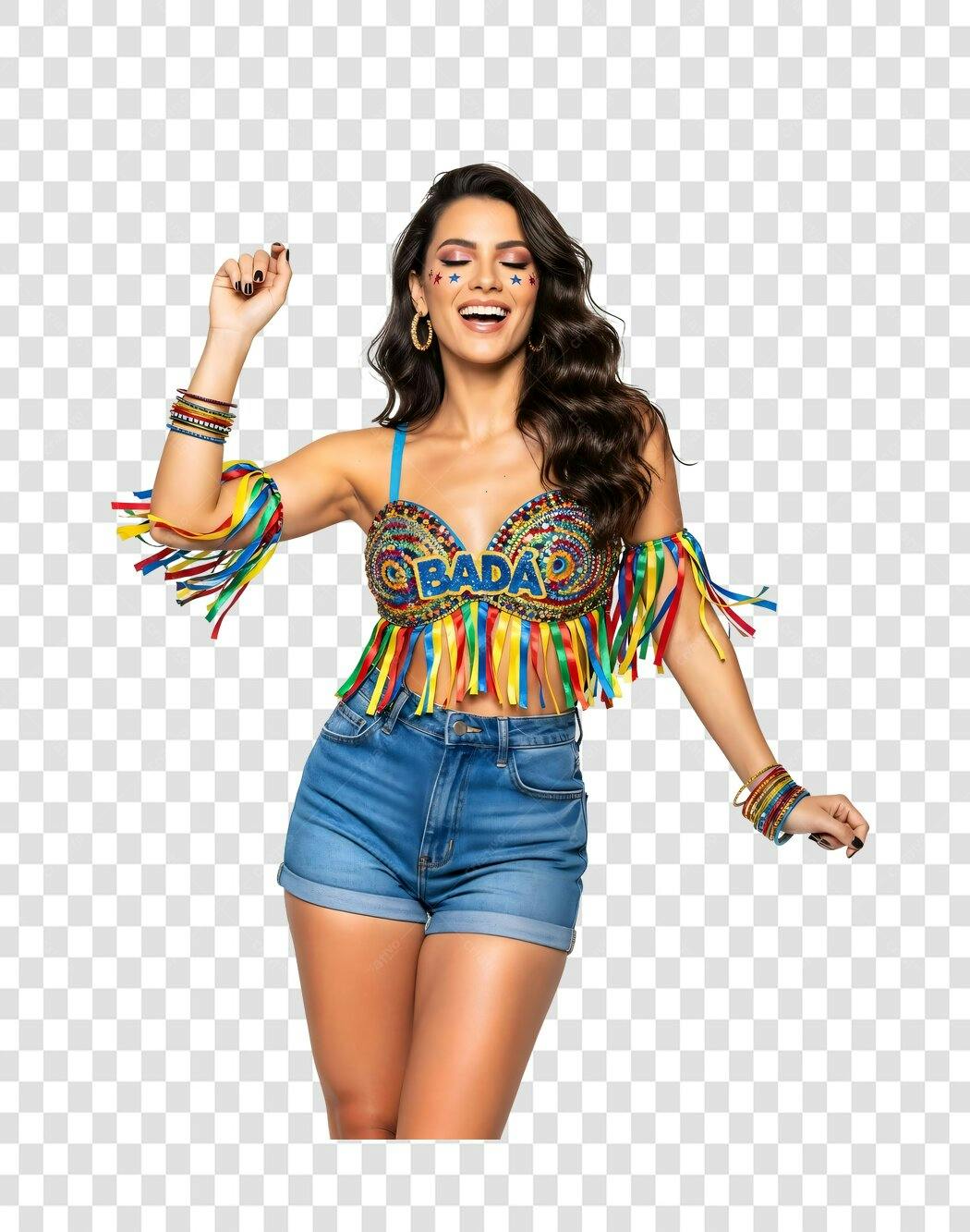 Foto Recortada Mulher Fantasia Carnaval Fevereiro PNG Fundo Transparente