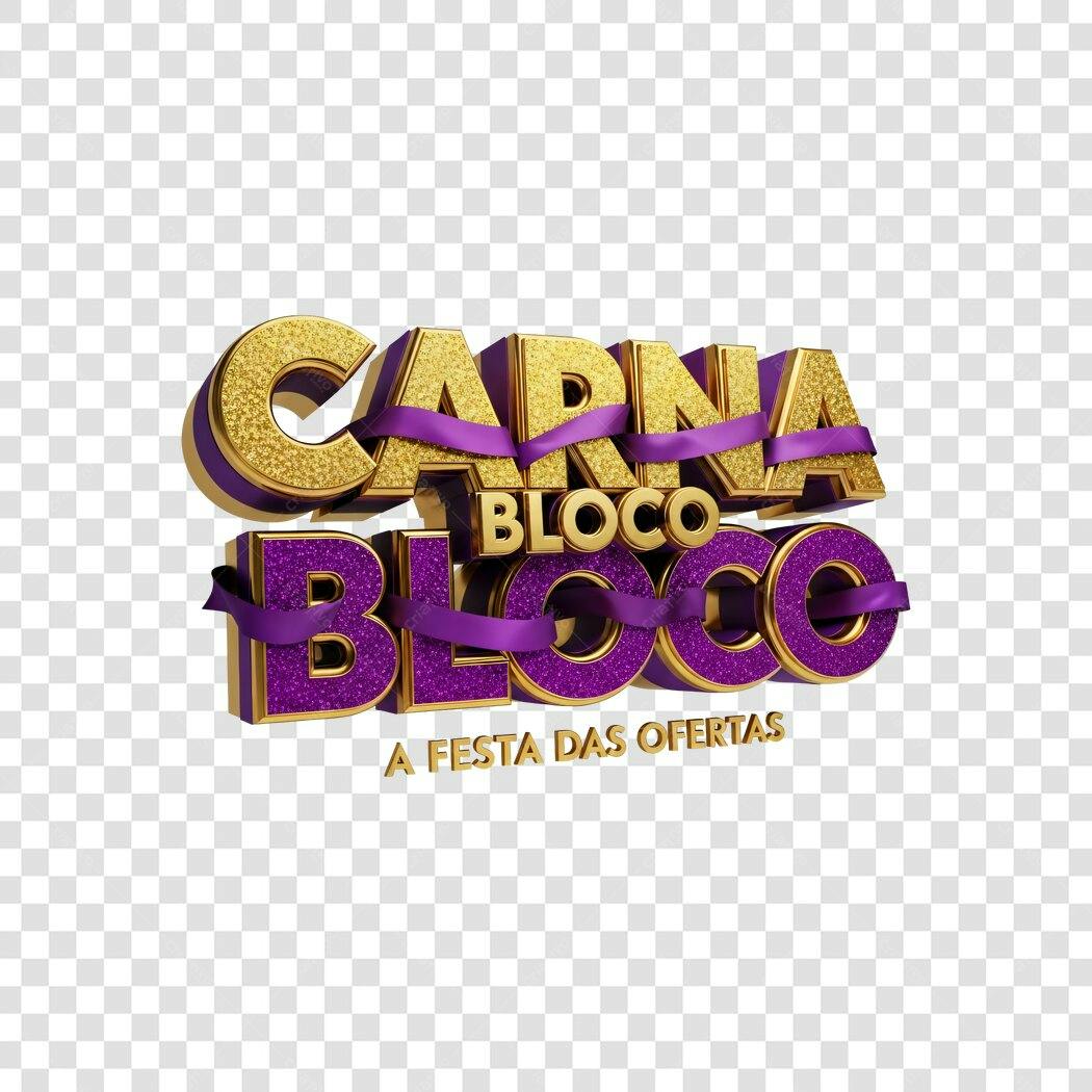 Elemento 3D Carnabloco Carnaval Fevereiro PNG Fundo Transparente