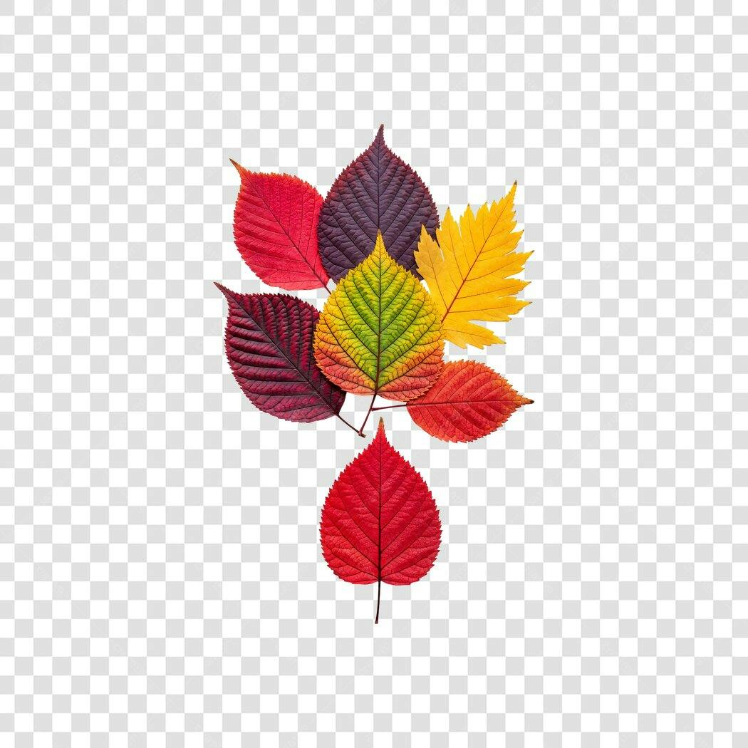 Foto Recortada Folhas Outono Coloridas PNG Fundo Transparente