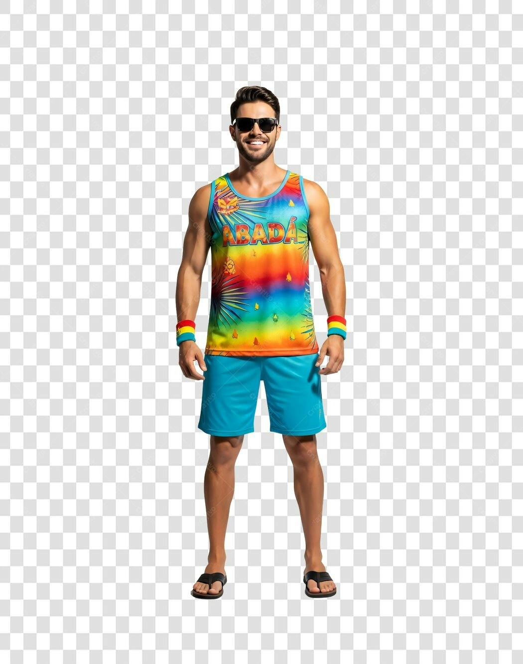 Foto Recortada Homem Verão Roupa Colorida PNG Fundo Transparente