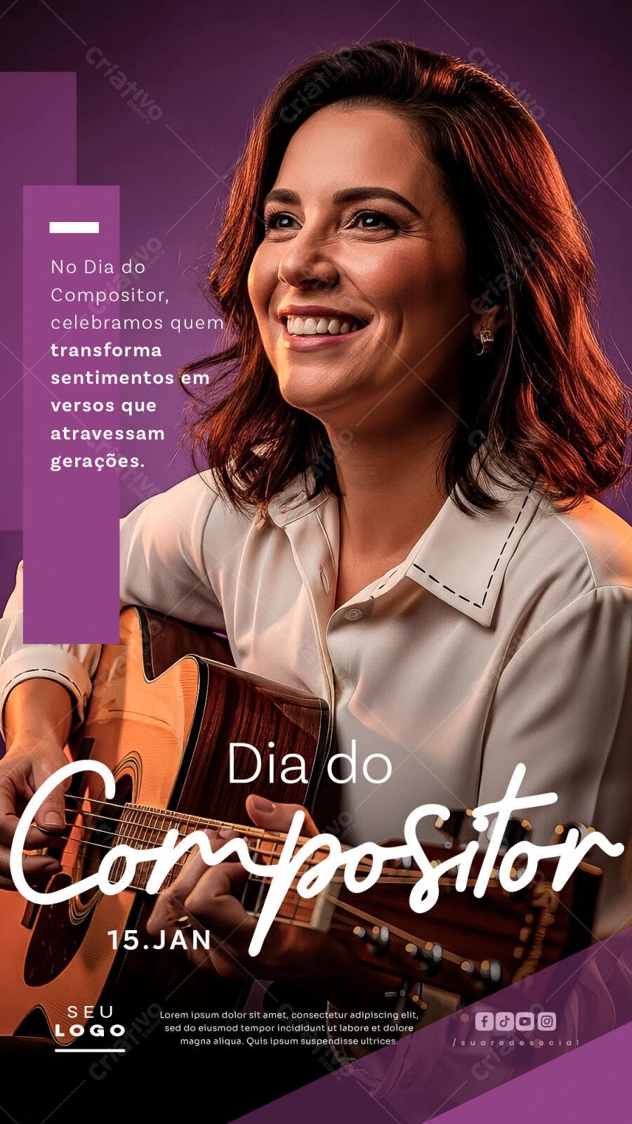 Story Dia do Compositor 15 de Janeiro PSD Editável