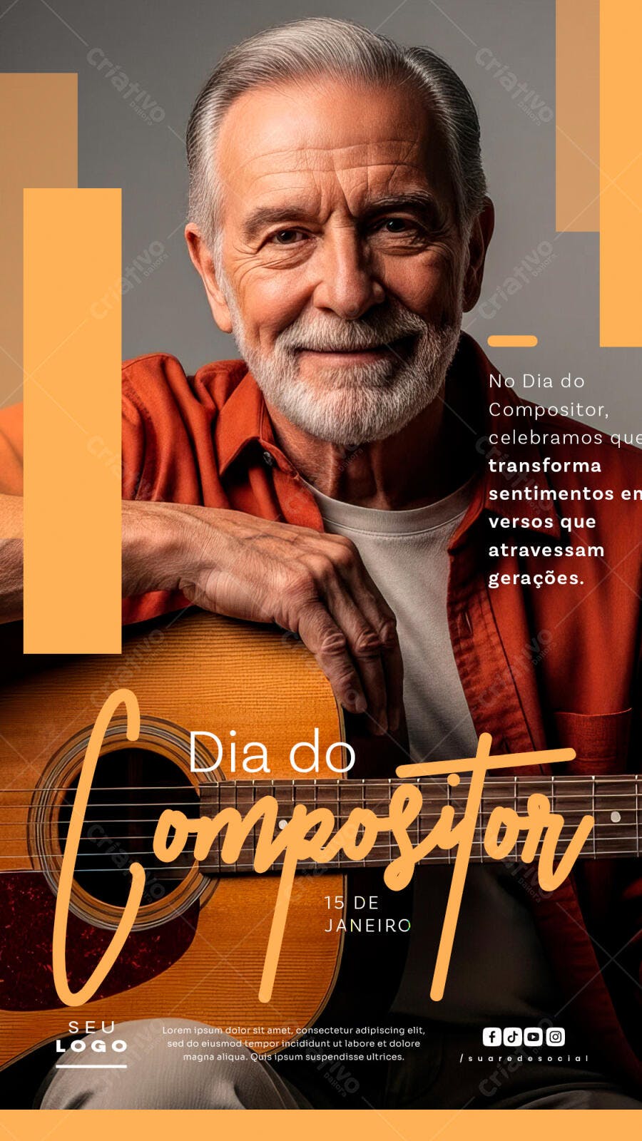 Story Dia do Compositor 15 de Janeiro PSD Editável