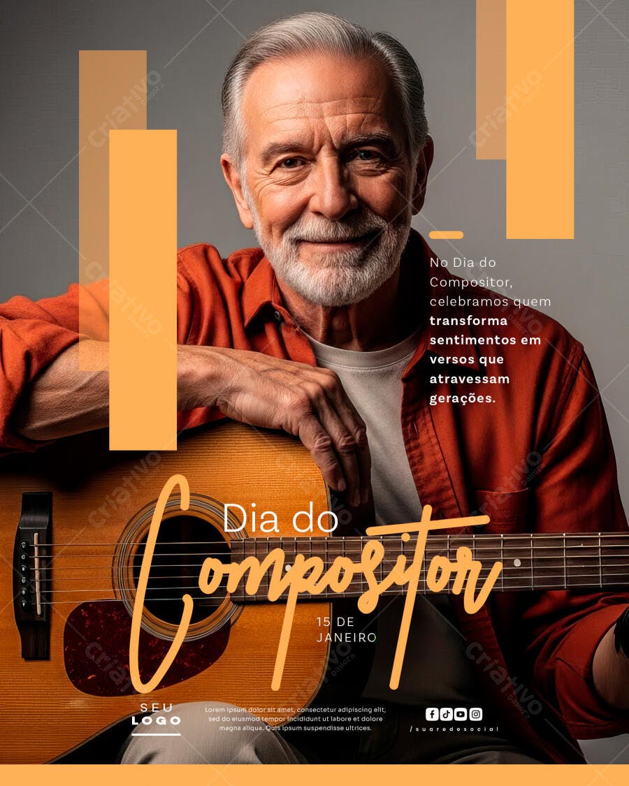 Post Dia do Compositor 15 de Janeiro PSD Editável