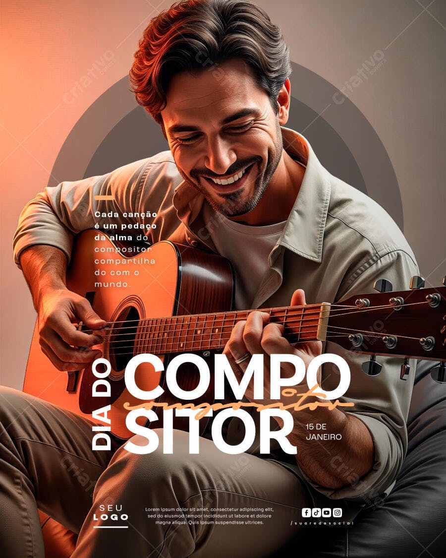 Flyer Dia do Compositor 15 de Janeiro PSD Editável
