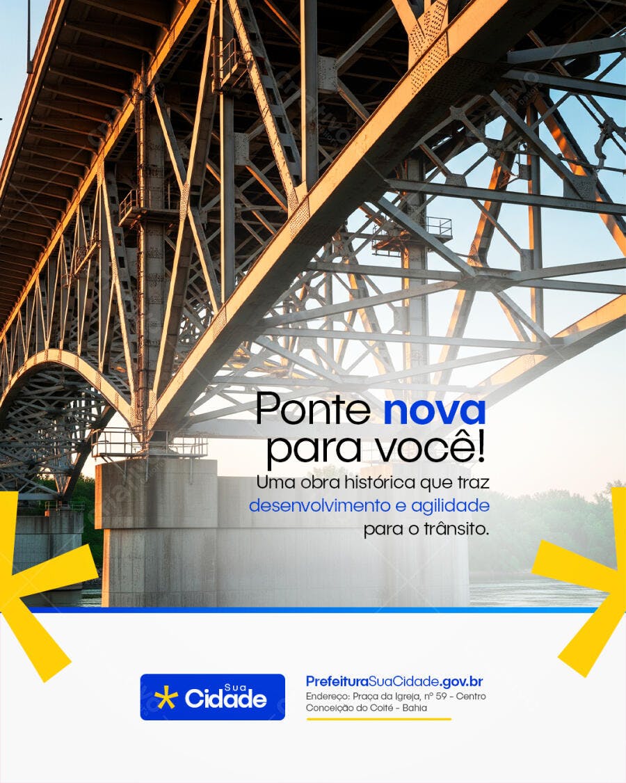 Post Social Media Inauguração Ponte Prefeitura PSD Editável