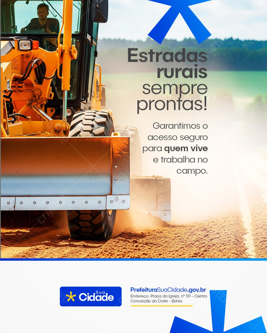 Flyer Estradas Rurais Manutenção Prefeitura PSD Editável