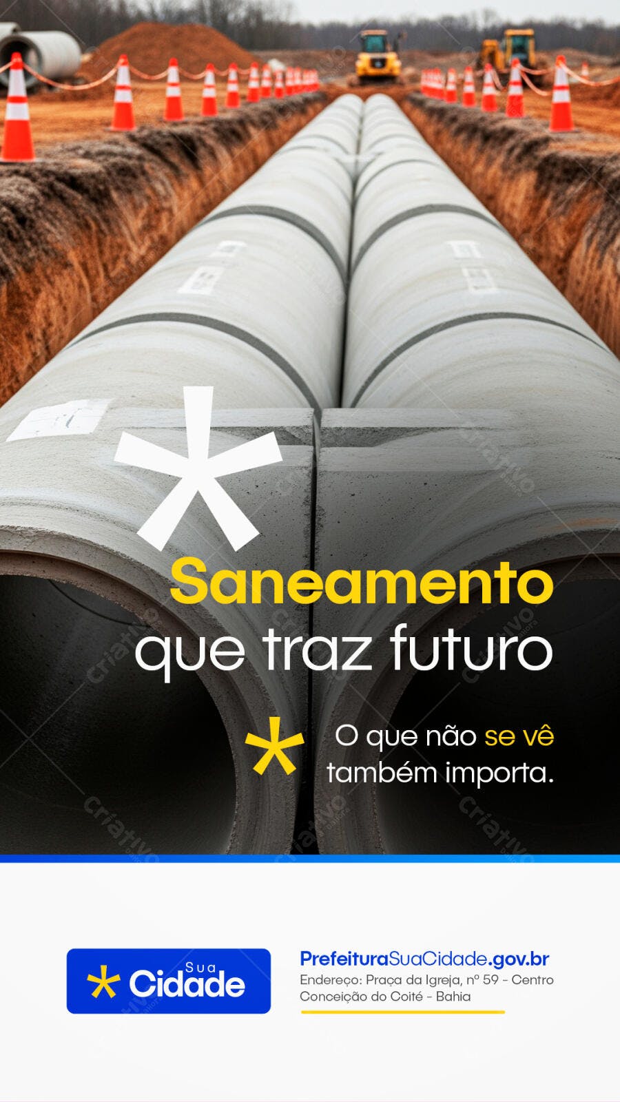Post Saneamento Básico Infraestrutura PSD Editável