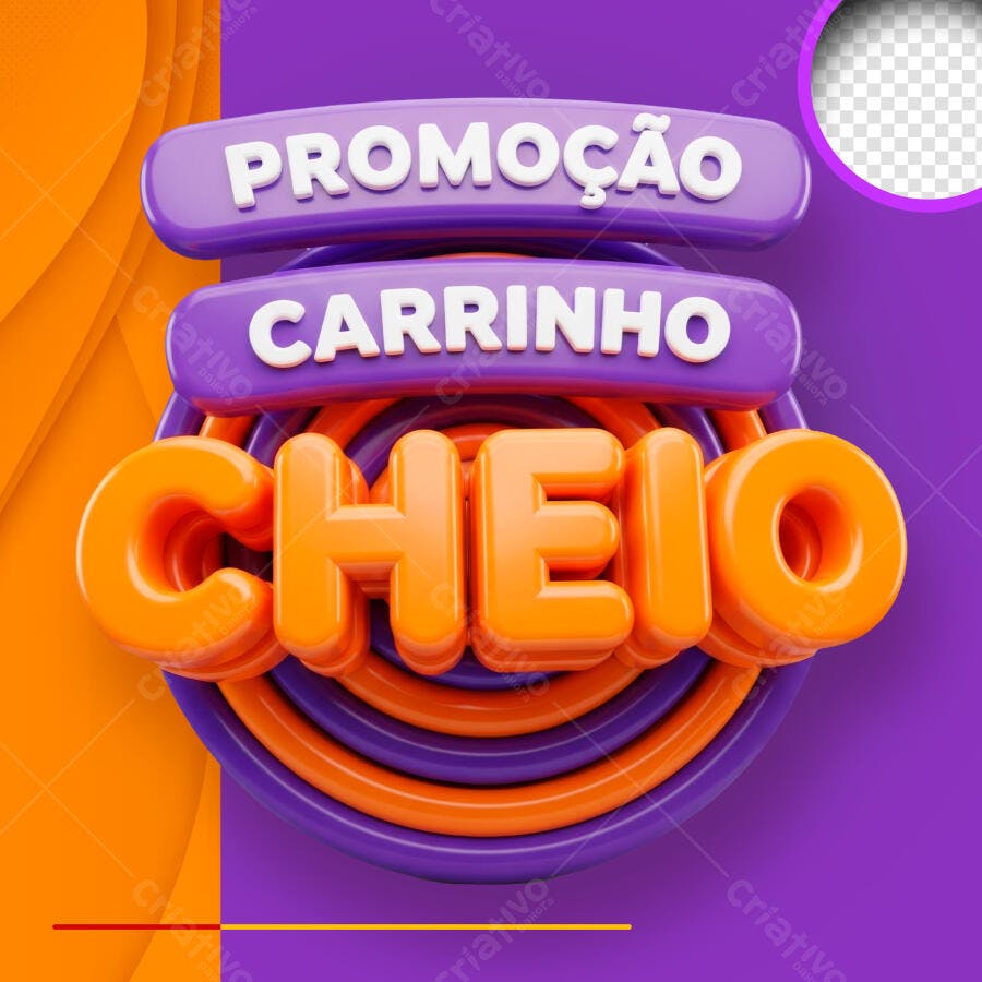 Promoção Carrinho Cheio 3D PSD Editável