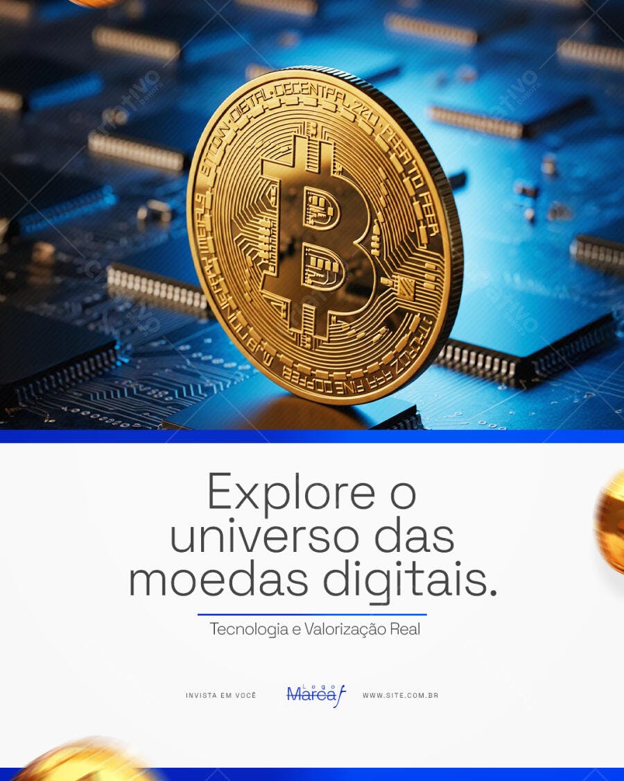 Post Instagram Criptomoedas Bitcoin PSD Editável