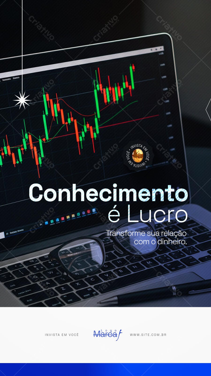 Post Instagram Investimento Financeiro PSD Editável
