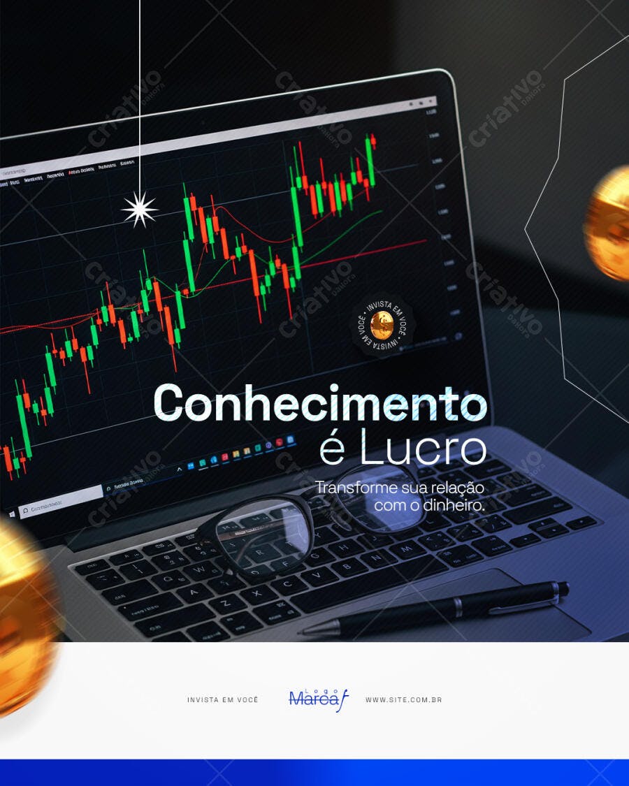 Post Instagram Marketing Financeiro Investimento PSD Editável