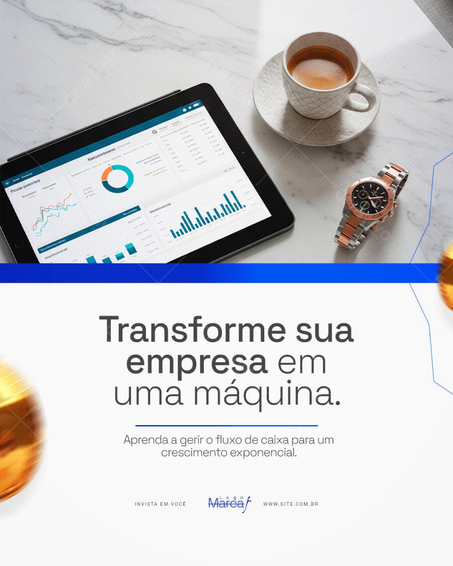 Post Instagram Negócios Consultoria Financeira PSD Editável