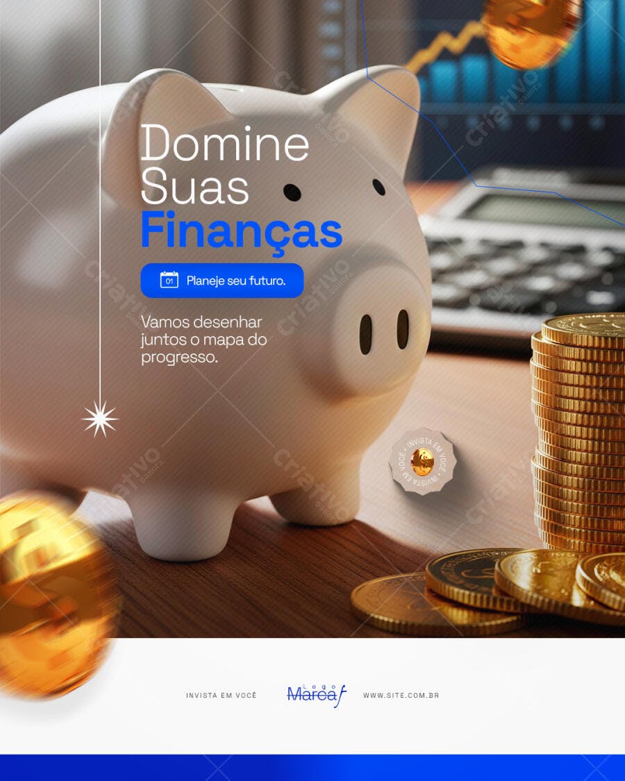 Post Instagram Finanças Investimento Porquinho PSD Editável