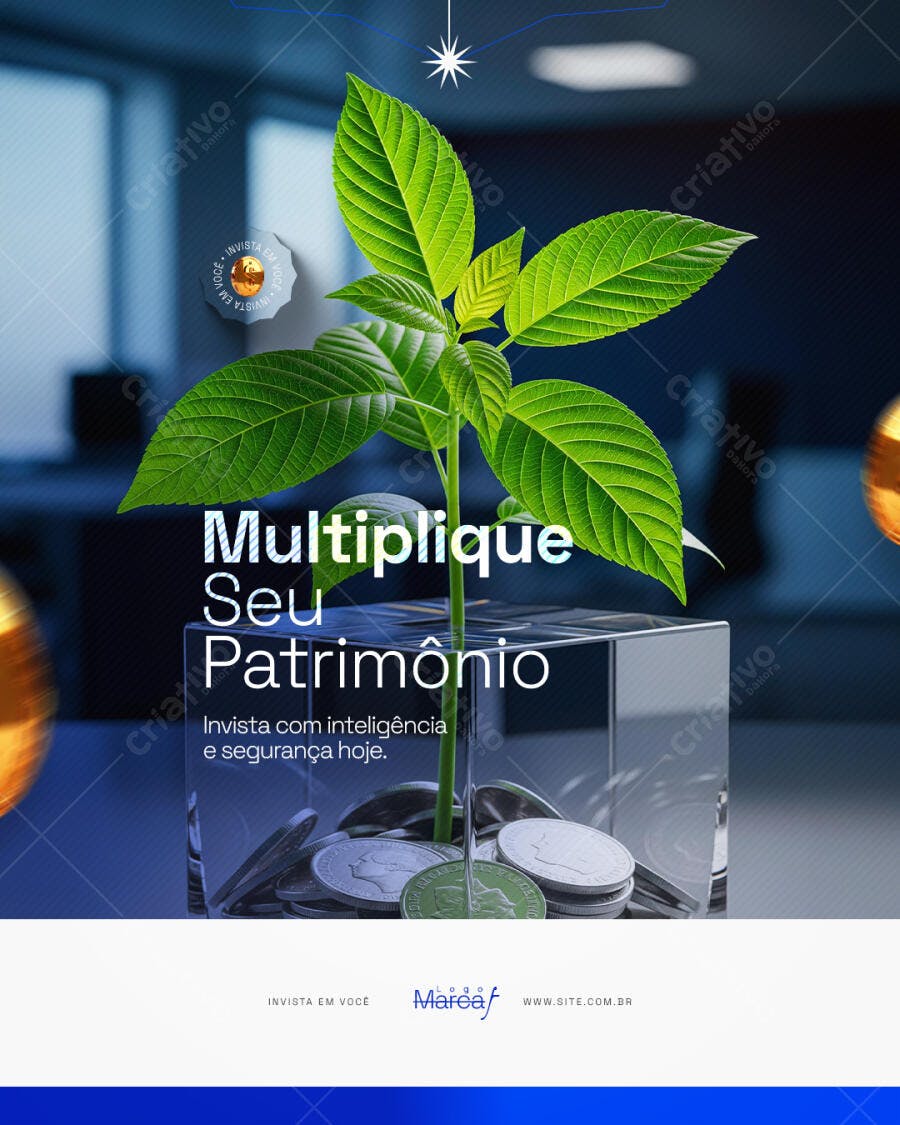 Post Instagram Investimento Financeiro Crescimento PSD Editável