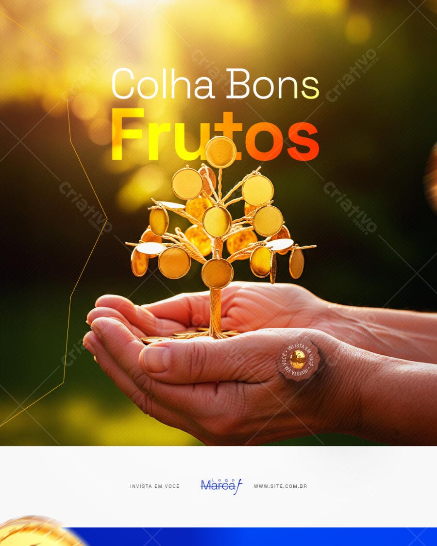 Post Instagram Colha Bons Frutos Marketing Digital PSD Editável