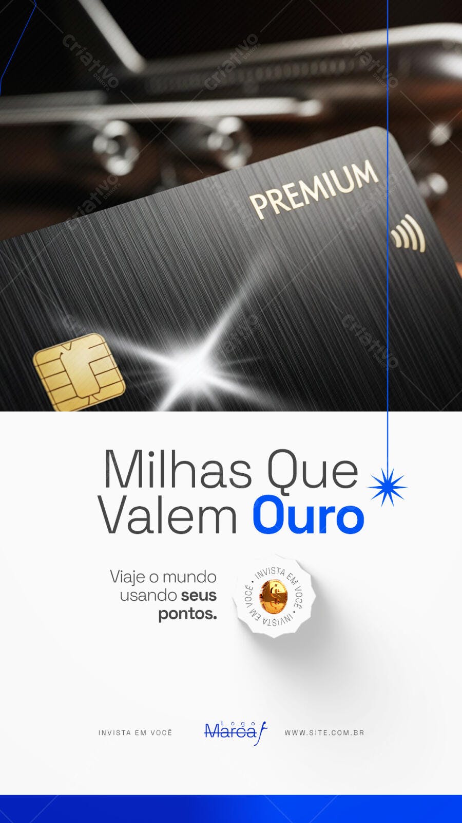 Story Instagram Cartão Premium Milhas Viagem PSD Editável