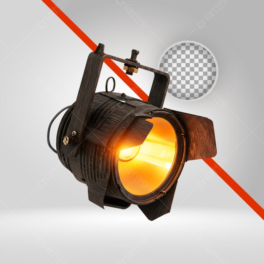Elemento 3D Refletor Iluminação Palco PNG Fundo Transparente