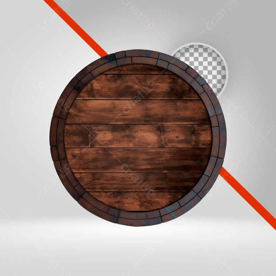 Elemento 3D Barril Madeira Rústico PNG Fundo Transparente