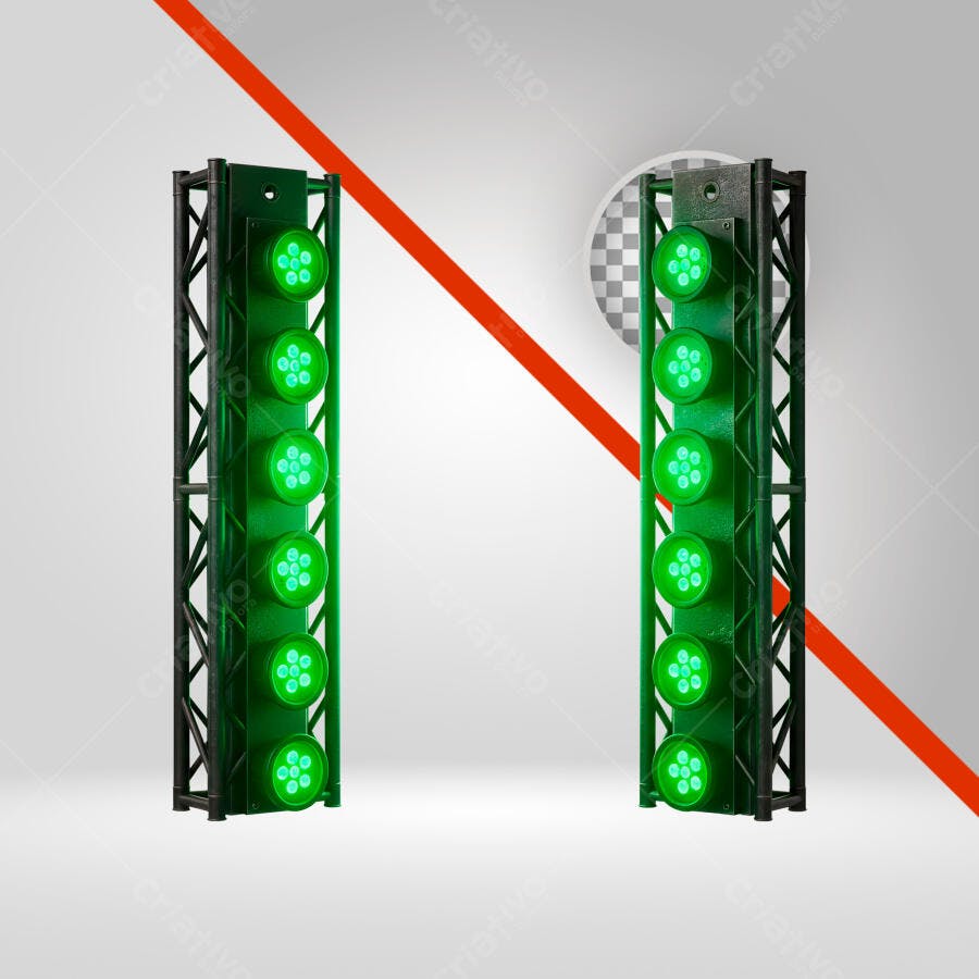 Elemento 3D Iluminação Palco Festa Verde PNG Fundo Transparente
