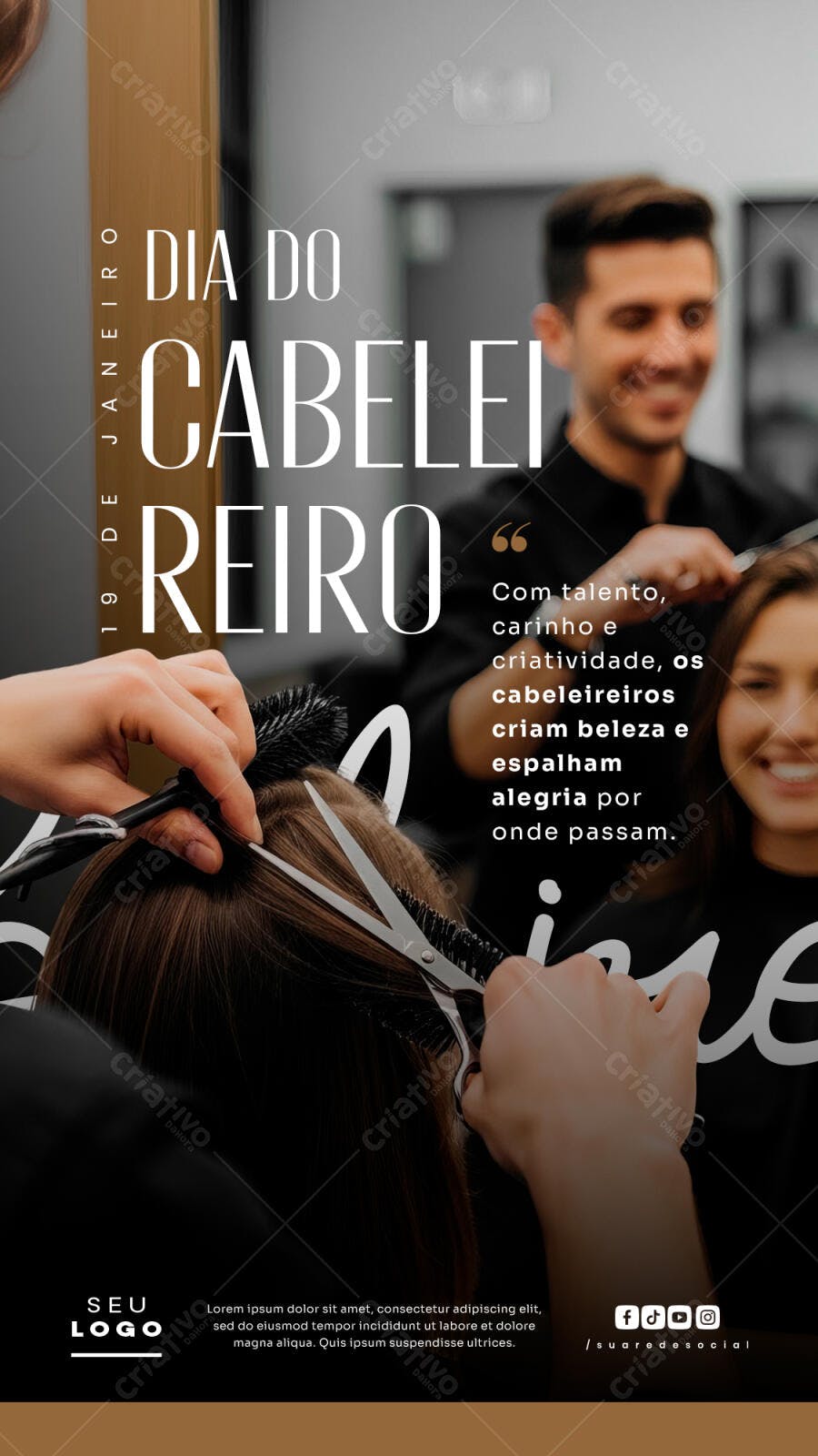 Story Dia do Cabeleireiro Salão de Beleza PSD Editável