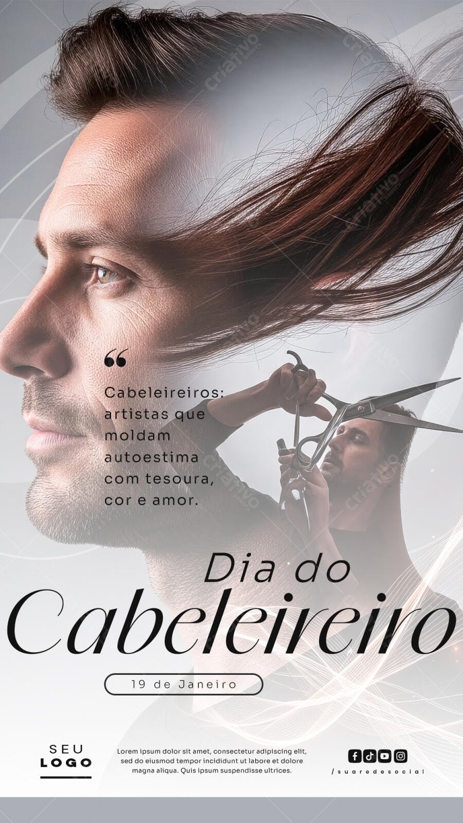 Story Dia do Cabeleireiro Salão de Beleza PSD Editável