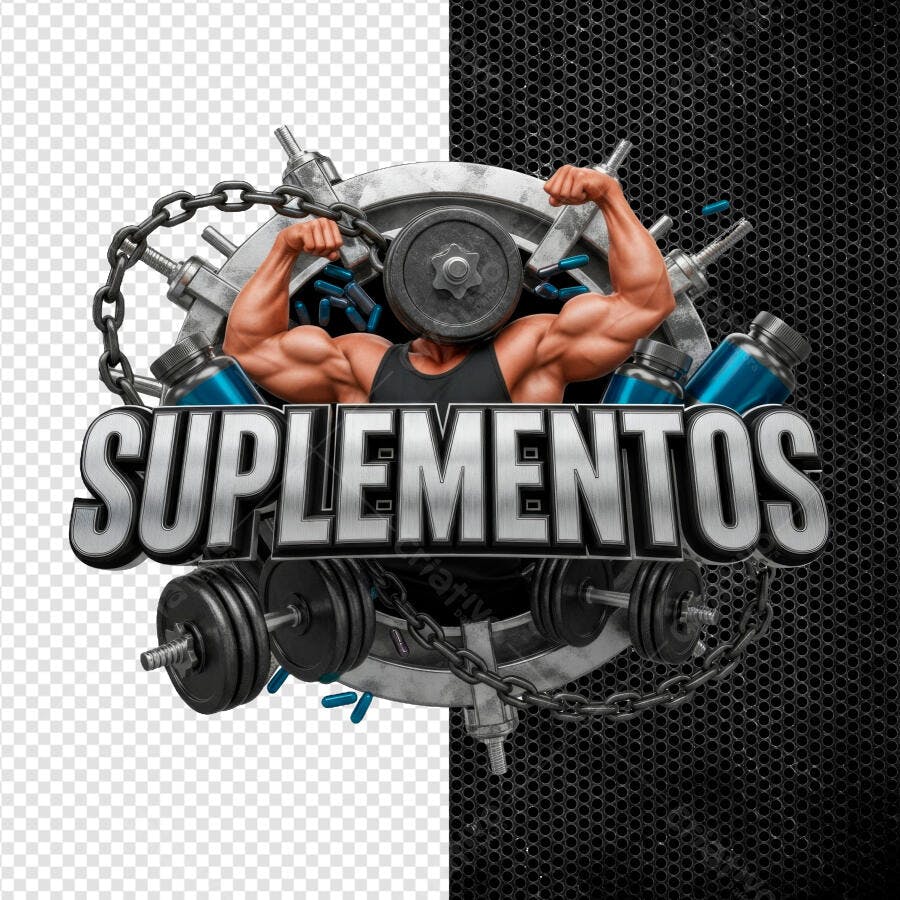 Logo Suplementos Academia Fitness PSD Editável