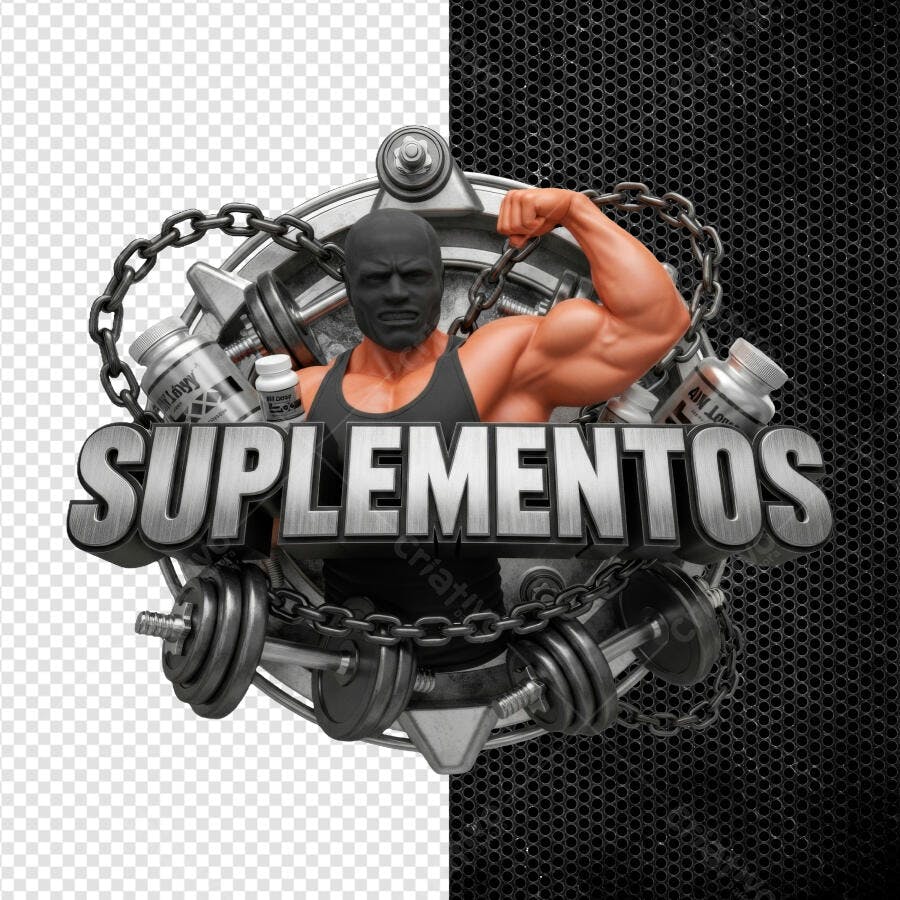 Logo Suplementos Academia Fitness Musculação PSD Editável