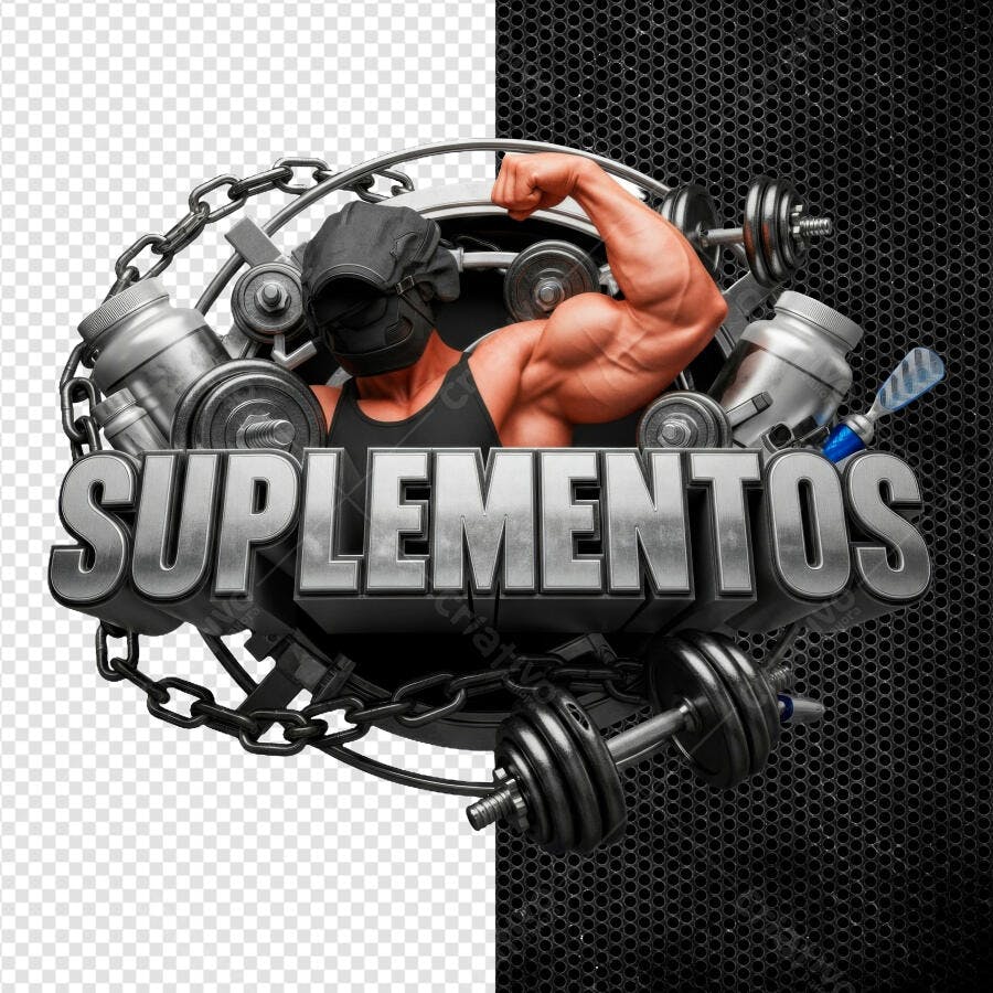 Logo Suplementos Academia Fitness PSD Editável