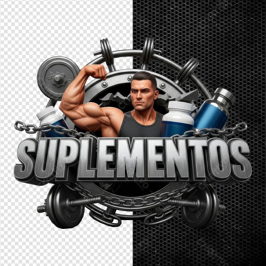 Logo Suplementos Academia Fitness PSD Editável