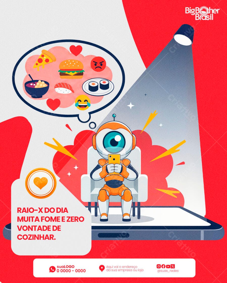 Post Instagram Delivery Comida Robô PSD Editável