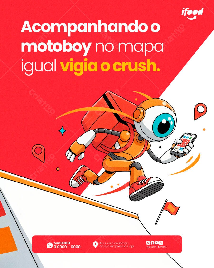 Post Instagram Delivery Motoboy Rastreamento PSD Editável